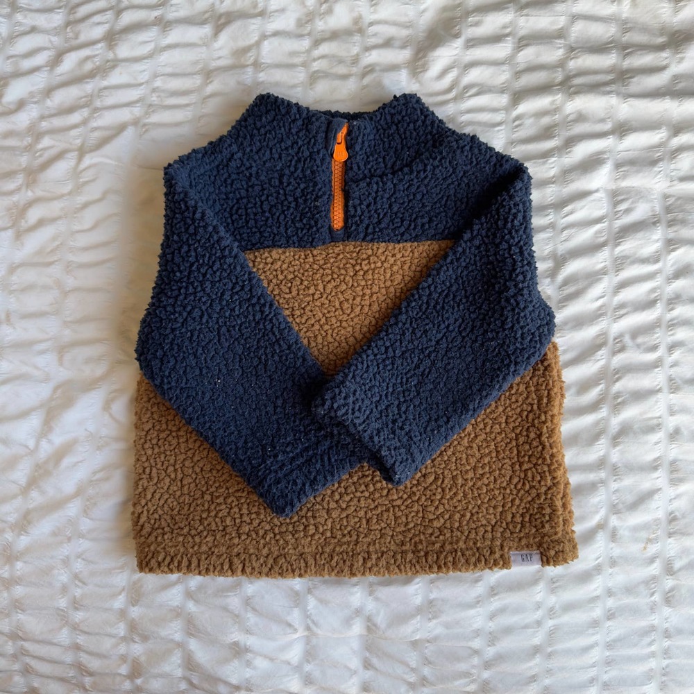 Baby Gap Navy Base Blue Sherpa Quarter-Zip Sweatshirt